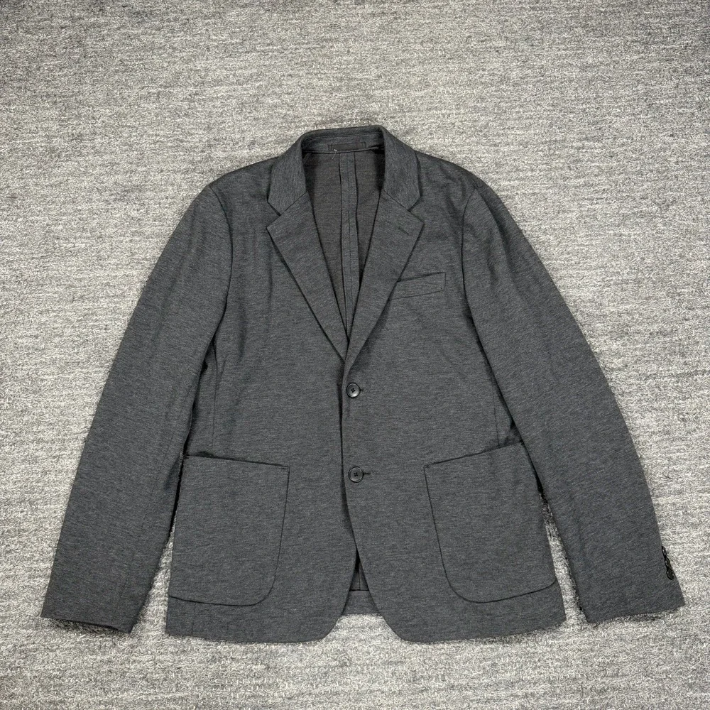 Uniqlo Jacket Men Medium Charcoal Gray Jersey Unstructured Blazer Sport Coat